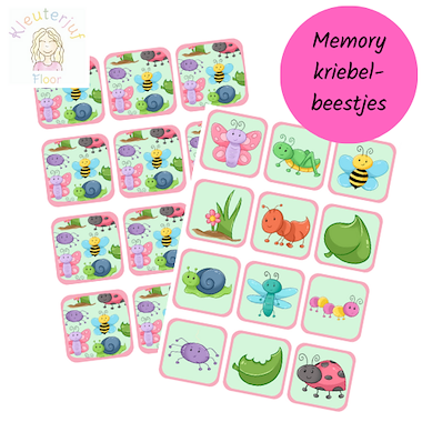 Lesmateriaal Memory kriebelbeestjes van auteur Kleuterjuf_floor