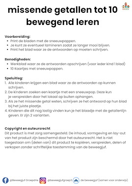 Lesmateriaal Missende getallen tot 10 bewegend leren winter van auteur de beweegjuf slide 3