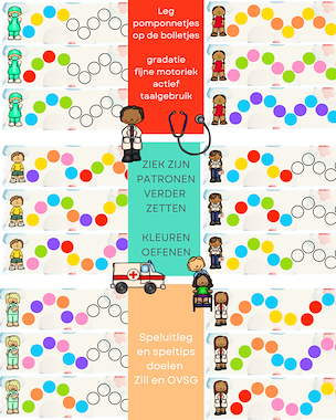 Lesmateriaal Ziek zijn- patronen verder zetten en kleuren oefenen van auteur Little Play Friends