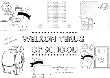Lesmateriaal Placemat eerste schooldag van auteur De monsterklas van Juf Liesl