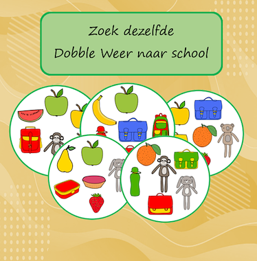 Lesmateriaal dobble Weer naar school van auteur Jabbedabbedoe
