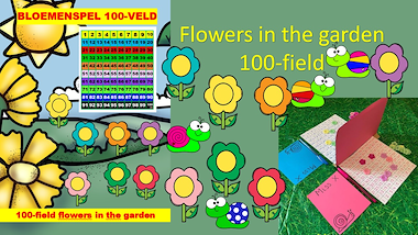 Lesmateriaal bloemenspel 100-veld, A3-document van auteur Little Play Friends