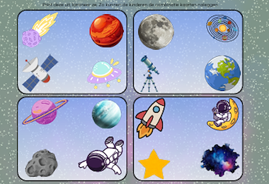 Lesmateriaal Pakket Thema Ruimte (groot en grotendeels herbruikbaar) van auteur Kleuterjuf Monique slide 3
