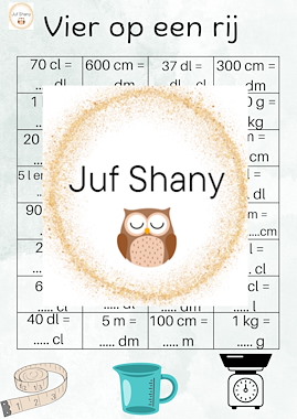 Lesmateriaal Vier op een rij: maateenheden omzetten van auteur Juf Shany