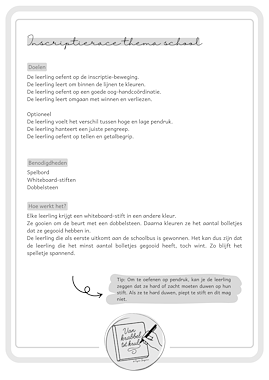 Lesmateriaal Inscriptie-race thema school van auteur Van krabbel tot krul slide 3