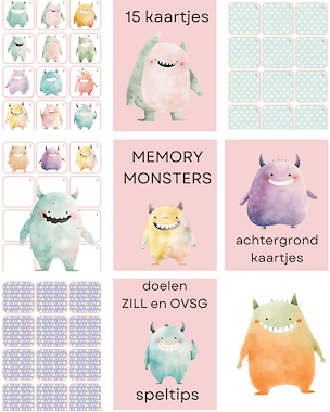 Lesmateriaal Memory monsters van auteur Little Play Friends