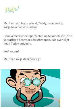 Lesmateriaal Wie ontvoerde teddy? MR. bean cluedo/ escaperoom van auteur Superleerkracht slide 2