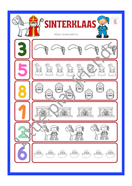 Lesmateriaal Kleur evenveel in thema Sinterklaas van auteur Little Play Friends slide 2