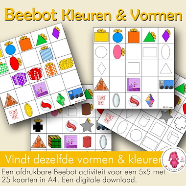 Lesmateriaal Bee-Bot® mat VORMEN & KLEUREN activiteit van auteur LDN Clipart