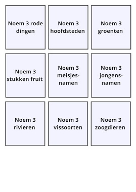 Lesmateriaal Noem 3 dingen spel  van auteur Lets Ergo slide 1
