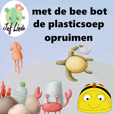 Lesmateriaal met de bee bot de plasticsoep opruimen van auteur juf Linde