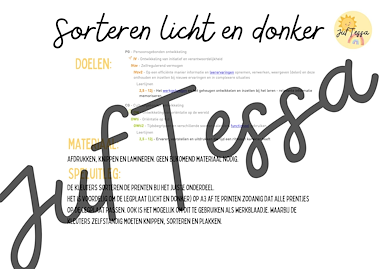 Lesmateriaal Sorteren licht en donker van auteur Juf Tessa slide 2