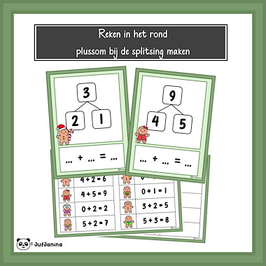 Lesmateriaal Reken in het rond - splitsingen t/m 10 (Kerst) van auteur Juf Janina slide 2