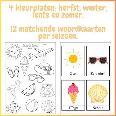 Lesmateriaal Zoek en Kleur Bewegend leren Kleuters Peuters Seizoenen van auteur My Teacher Shares slide 3