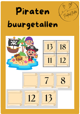 Lesmateriaal Piraten - buurgetallen van auteur PeuterKleuter