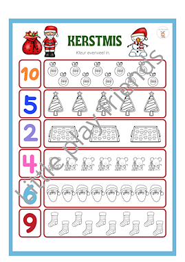 Lesmateriaal Kleur evenveel in thema kerstmis van auteur Little Play Friends slide 2