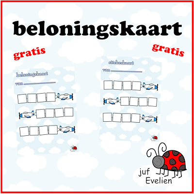Lesmateriaal beloningskaart vliegtuig van auteur juf Evelien