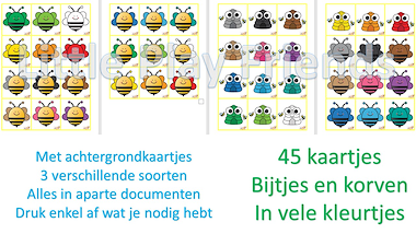 Lesmateriaal Memory - gekleurde bijtjes en bijenkorven van auteur Little Play Friends slide 2
