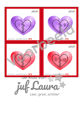 Lesmateriaal Valentijnsdag - Memory - Verliefde harten van auteur De klas van juf Laura slide 3