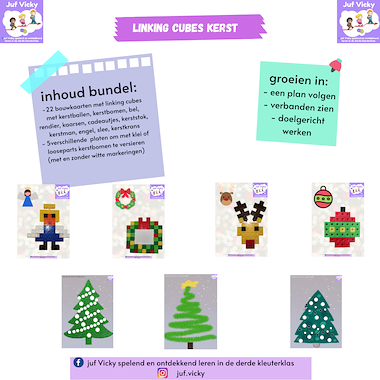 Lesmateriaal Linking cubes kerst en kleikaarten of loosepartskaarten van auteur juf Vicky derde kleuterklas slide 1