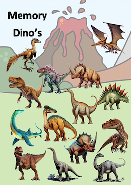 Lesmateriaal memory dino's van auteur Little Play Friends