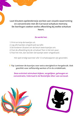 Lesmateriaal Carnaval Schaduw Memory – Kijken & Vergelijken voor Kleuters van auteur Juf_C slide 2
