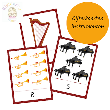 Lesmateriaal Cijferkaarten instrumenten van auteur Kleuterjuf_floor