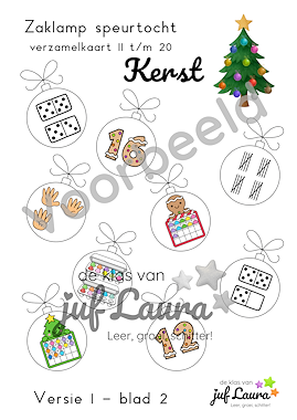 Lesmateriaal Kerst - Zaklampspel - Getalbeelden 11 t/m 20 van auteur De klas van juf Laura slide 3