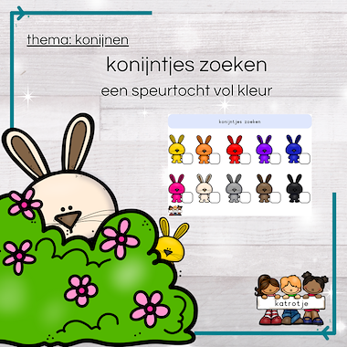Lesmateriaal konijntjes zoeken van auteur katrotje