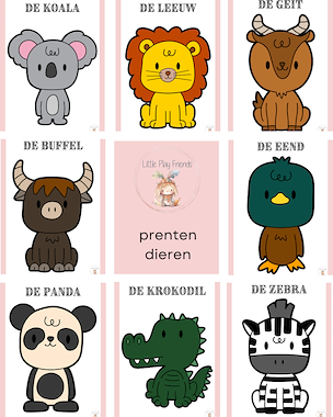 Lesmateriaal Dieren: kleurplaten en prenten van auteur Little Play Friends
