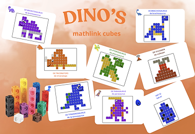 Lesmateriaal Thema dino's: mathlink cubes van auteur Juf Katy