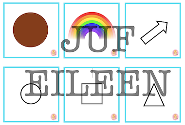 Lesmateriaal Thema kleuren en vormen sprekende muur/ memorie kaartjes van auteur juf Eileen