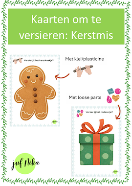 Lesmateriaal Versierkaarten Kerstmis van auteur Juf Nika