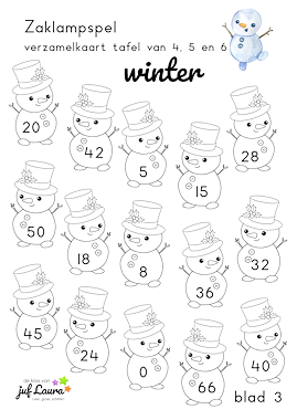 Lesmateriaal Winter - Zaklampspel - Tafel van 4 t/m 6 van auteur De klas van juf Laura slide 2