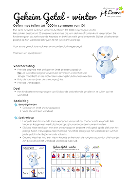 Lesmateriaal Winter - Geheim Getal - Tellen tot 1000 in sprongen van 10 van auteur De klas van juf Laura slide 4