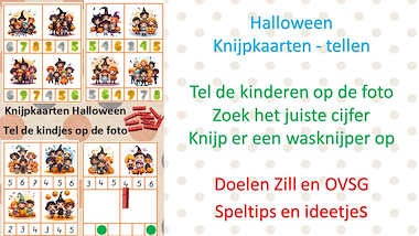 Lesmateriaal Halloween - knijpkaarten: kinderen tellen van auteur Little Play Friends slide 2