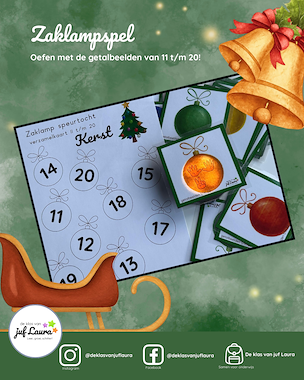 lesmateriaal Kerst - Zaklampspel - Getalbeelden 11 t/m 20 van auteur De klas van juf Laura