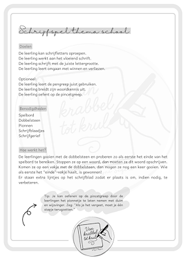 Lesmateriaal Schrijfspel thema school van auteur Van krabbel tot krul slide 4