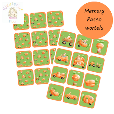 Lesmateriaal Memory Pasen wortels van auteur Kleuterjuf_floor