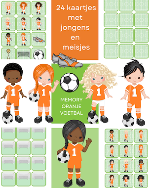 Lesmateriaal Memory - Nederlandse elftal Oranje van auteur Little Play Friends slide 1