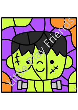 Lesmateriaal Kleuren naar voorbeeld Halloween van auteur Little Play Friends slide 2