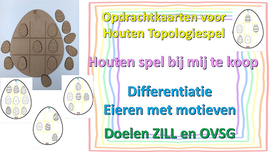 Lesmateriaal opdrachtkaarten bij houten topologiespel pasen! van auteur Little Play Friends