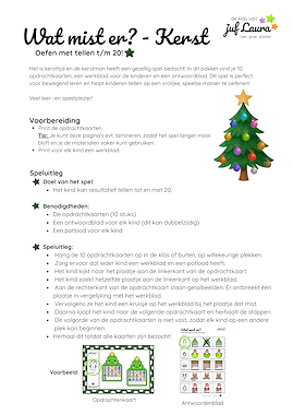 Lesmateriaal Wat mist er? - Tellen t/m 20 (*) - Kerst van auteur De klas van juf Laura slide 3