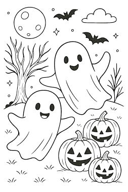 lesmateriaal Halloween Kleurplaat – Twee Vrolijke Spookjes van auteur Kleurplaatmeester