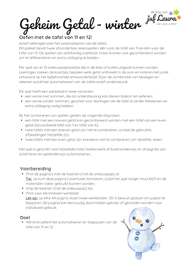 Lesmateriaal Winter - Geheim Getal - Tafel van 11 en 12 van auteur De klas van juf Laura slide 4