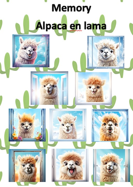 Lesmateriaal Memory - lama's en alpaca's van auteur Little Play Friends