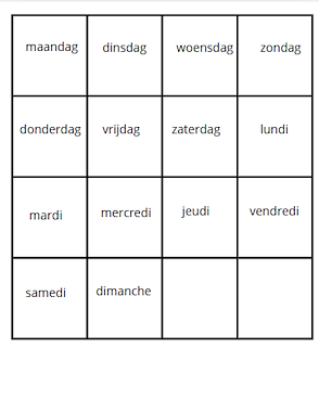 Lesmateriaal dagen van de week in het frans memory van auteur Juf Eline in de kleuterklas