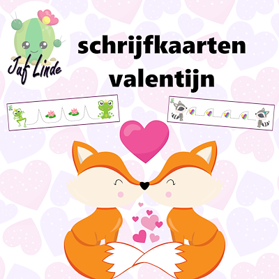 Lesmateriaal schrijfkaartjes valentijn van auteur juf Linde