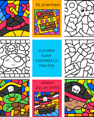 Lesmateriaal Kleuren naar voorbeeld - piraten van auteur Little Play Friends slide 1