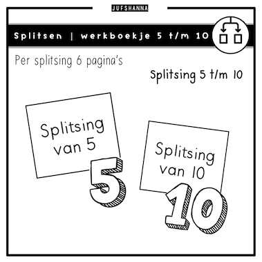 Lesmateriaal Splitsen | Werkboekje splitsingen 5 t/m 10 van auteur Juf Shanna slide 1